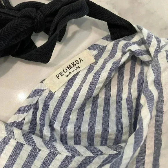 Promesa Striped Bell Sleeve Lace Blouse V Back Women’s Size Large - Picture 3 of 6